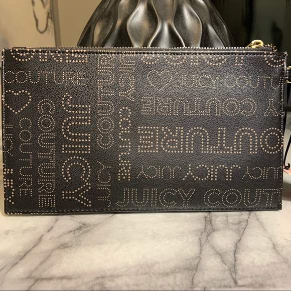 Juicy Couture Vegan Black Faux Perforated Wristlet - Picture 2 of 8